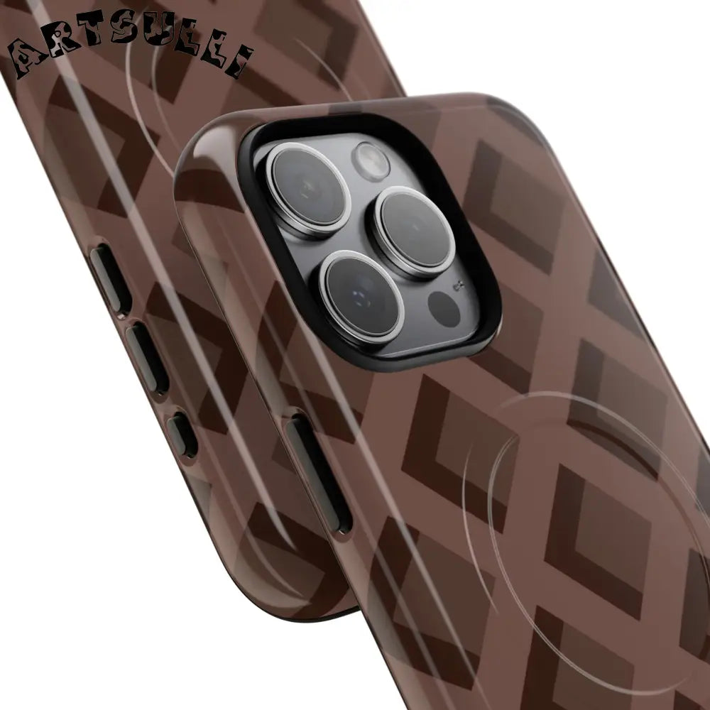 Brown Checkered MagSafe iPhone Case, Artsulli - Art is Long, Life is Short, Phone Case, , , , , , ,