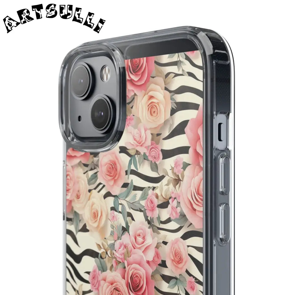 JAKKOUTTHEBXX Pink Floral Zebra Print Clear Case 2025