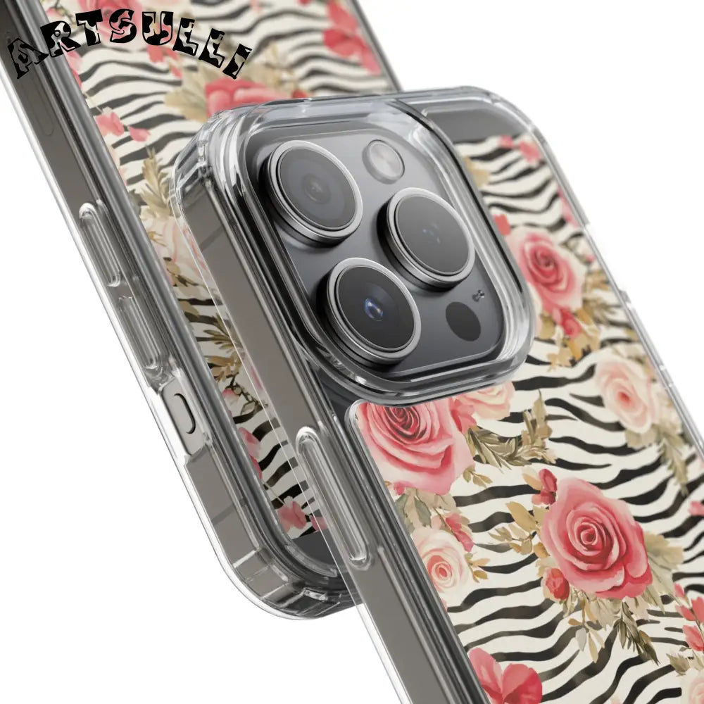 JAKKOUTTHEBXX Pink Floral Zebra Stripe Clear Case 2025