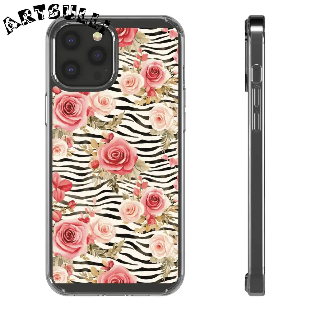 JAKKOUTTHEBXX Pink Floral Zebra Stripe Clear Case 2025