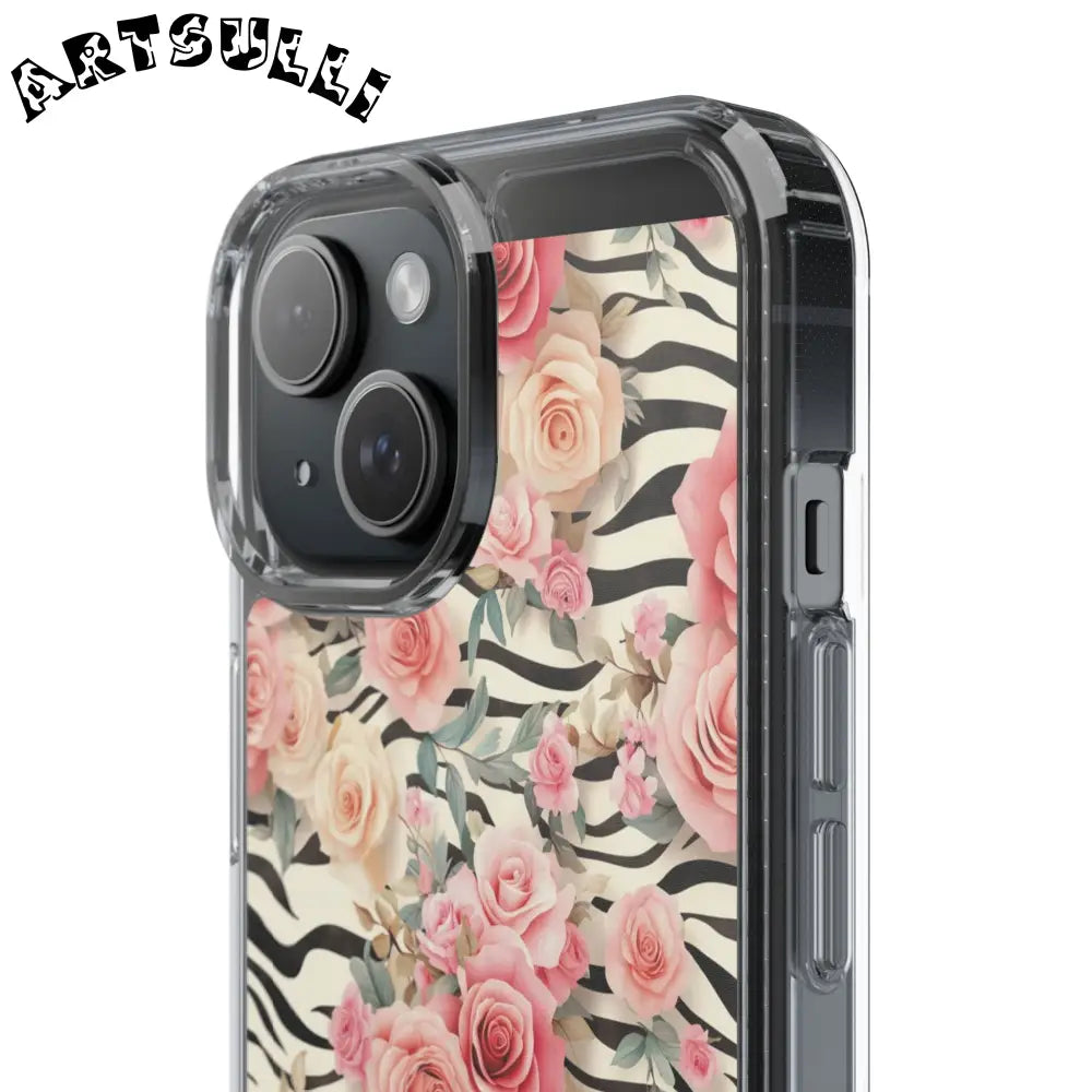 JAKKOUTTHEBXX Pink Floral Zebra Print Clear Case 2025
