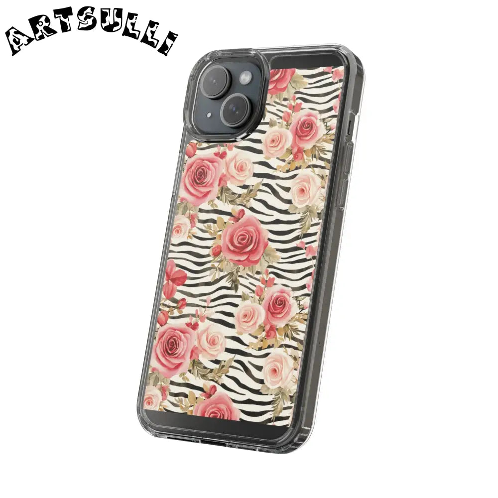 JAKKOUTTHEBXX Pink Floral Zebra Stripe Clear Case 2025
