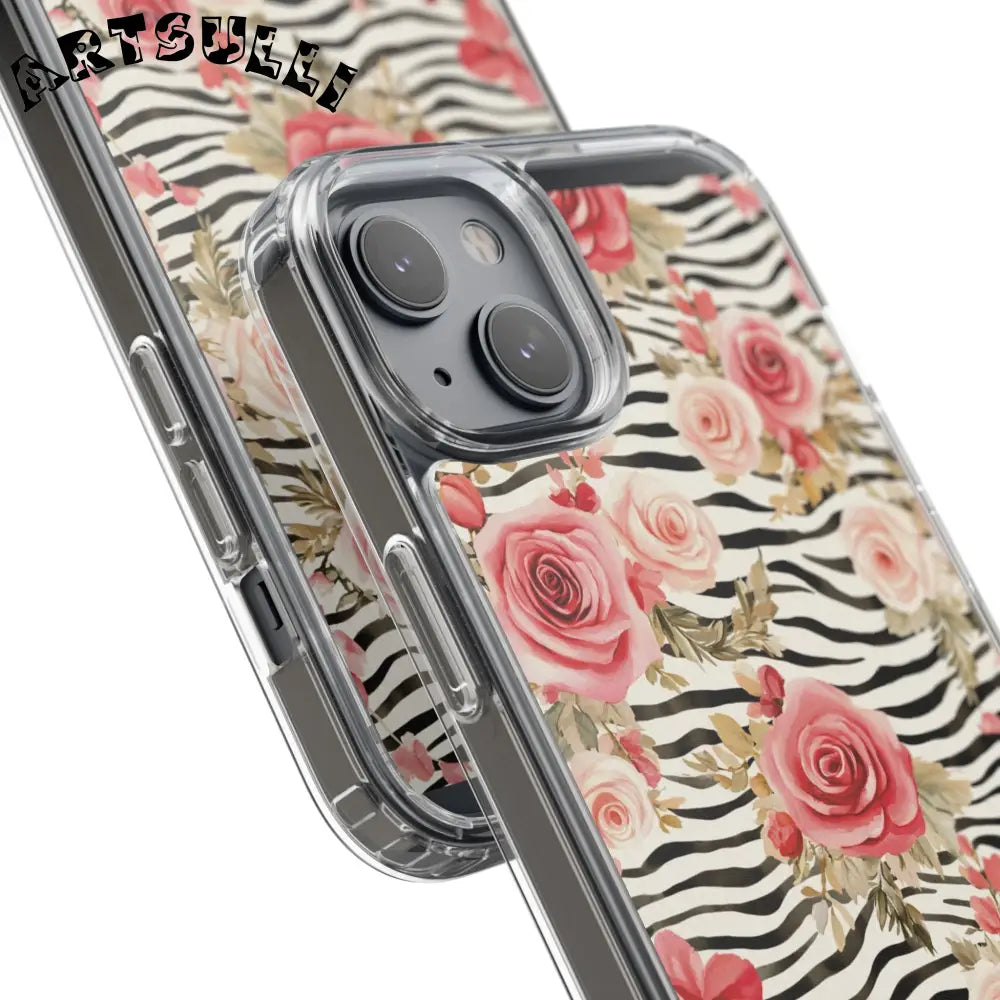 JAKKOUTTHEBXX Pink Floral Zebra Stripe Clear Case 2025