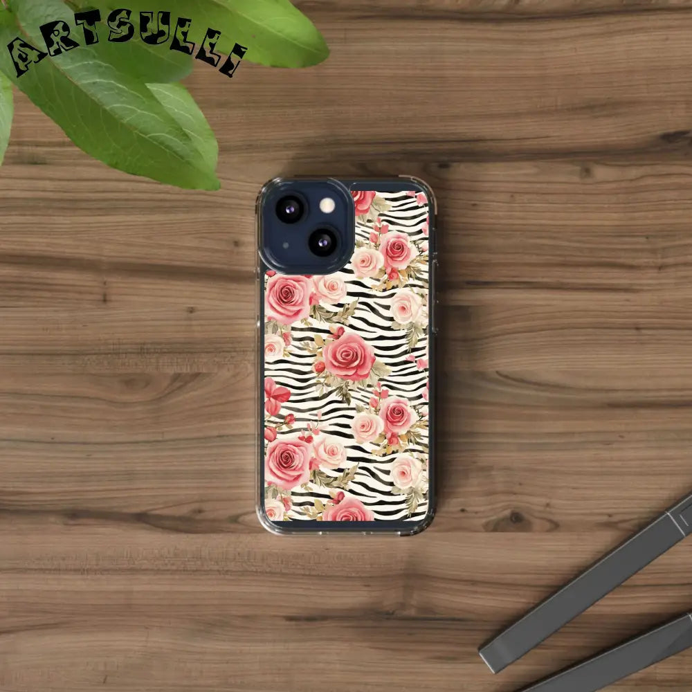 JAKKOUTTHEBXX Pink Floral Zebra Stripe Clear Case 2025