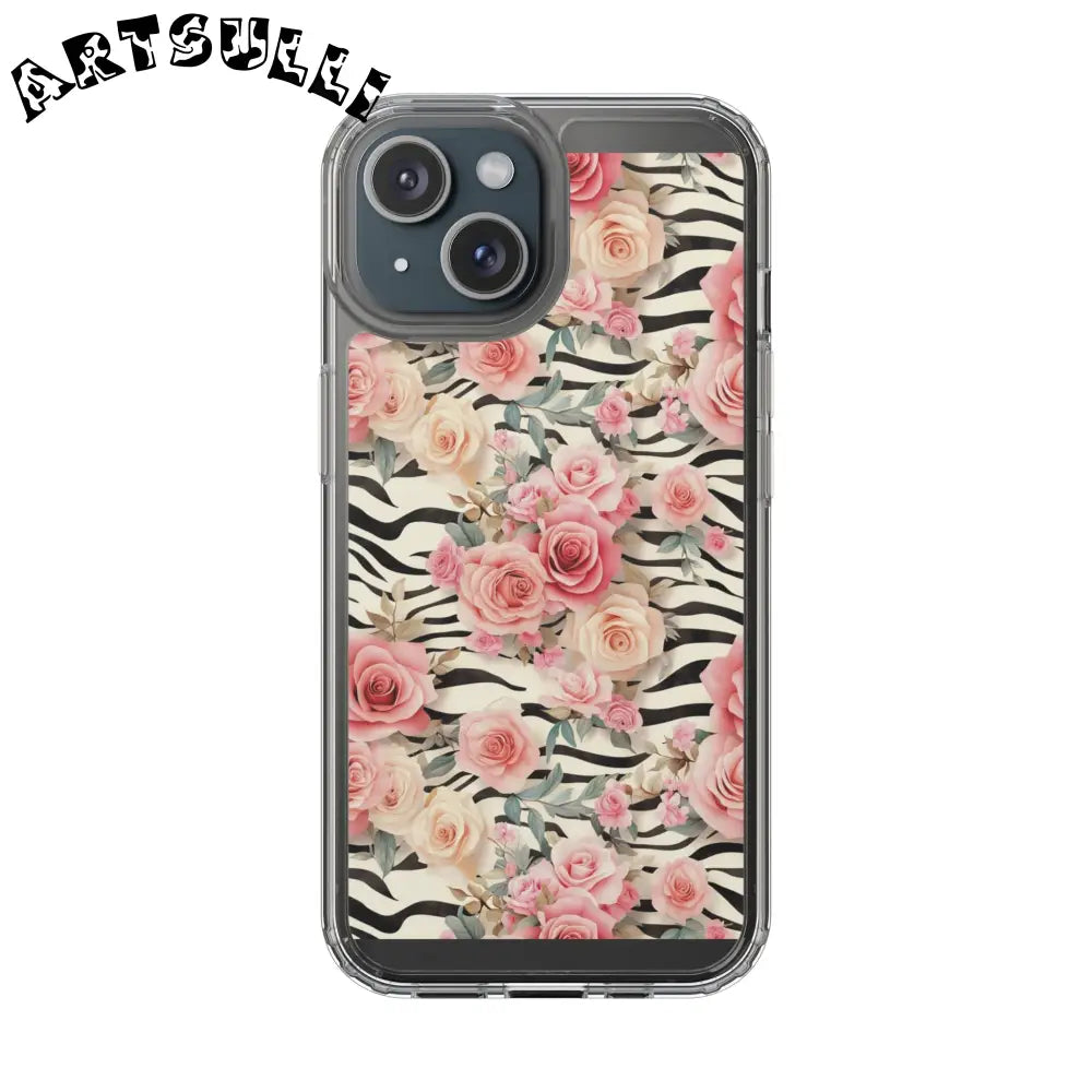 JAKKOUTTHEBXX Pink Floral Zebra Print Clear Case 2025