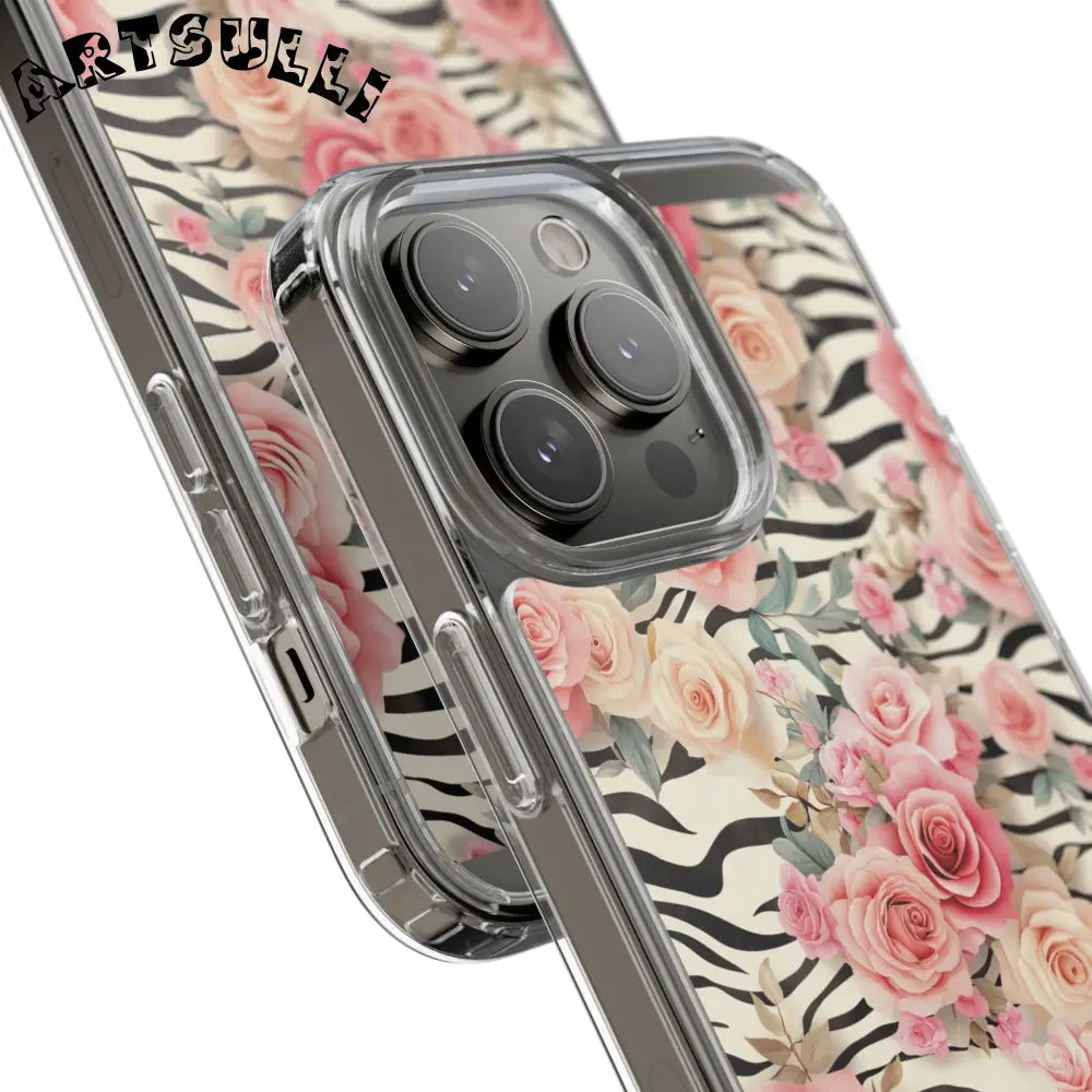JAKKOUTTHEBXX Pink Floral Zebra Print Clear Case 2025