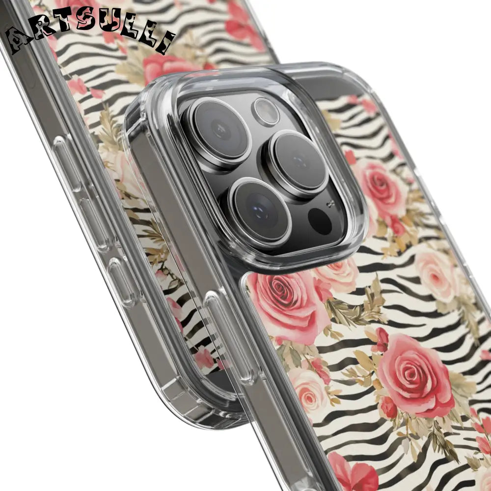 JAKKOUTTHEBXX Pink Floral Zebra Stripe Clear Case 2025