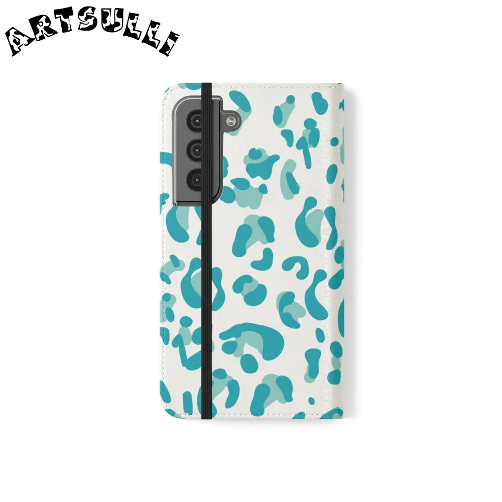 JAKKOUTTHEBXX Teal Leopard Print Flip Cases 2025