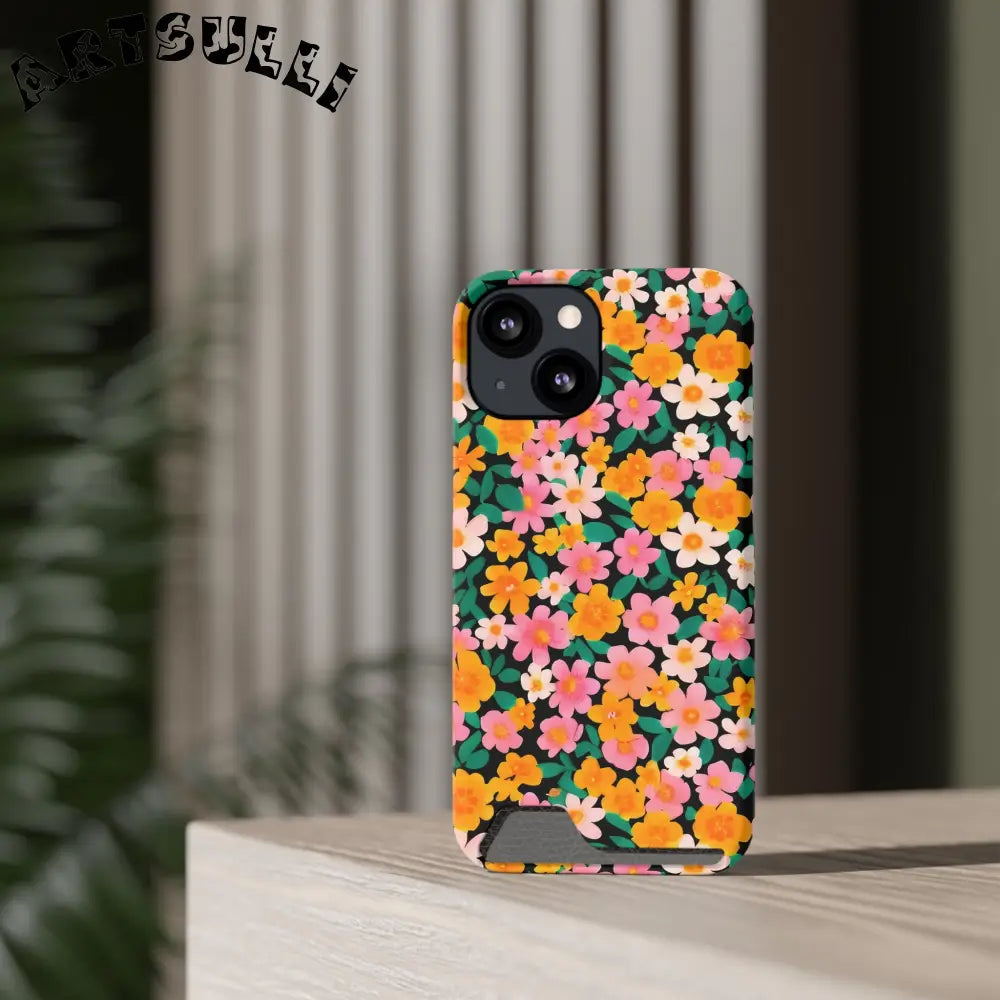 Floral Cardholder Phone Case, Artsulli - Art is Long, Life is Short, Phone Case, , , , , , ,