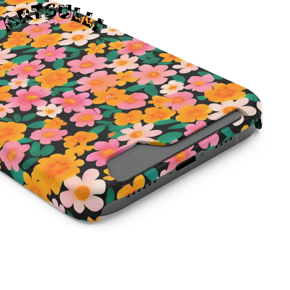 Floral Cardholder Phone Case, Artsulli - Art is Long, Life is Short, Phone Case, , , , , , ,