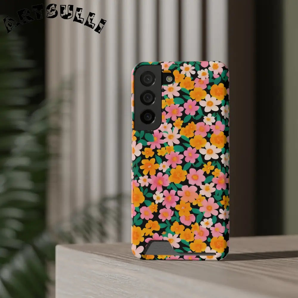 Floral Cardholder Phone Case, Artsulli - Art is Long, Life is Short, Phone Case, , , , , , ,