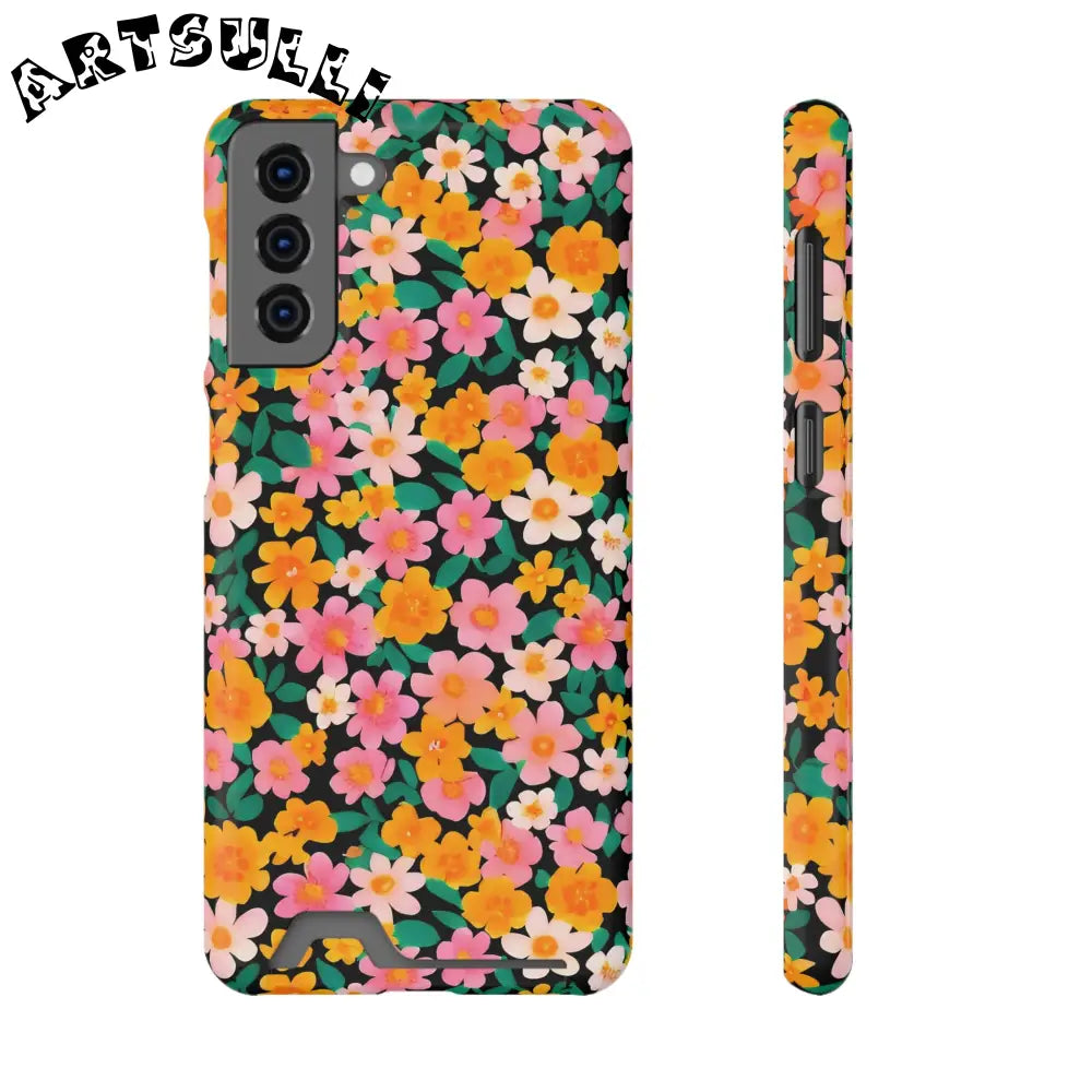 Floral Cardholder Phone Case, Artsulli - Art is Long, Life is Short, Phone Case, Size, Samsung Galaxy S21 Plus, Surface, Glossy, Shape, With gift packaging, 27136988535102806089