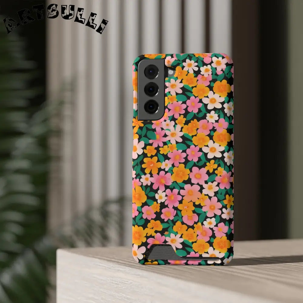 Floral Cardholder Phone Case, Artsulli - Art is Long, Life is Short, Phone Case, , , , , , ,