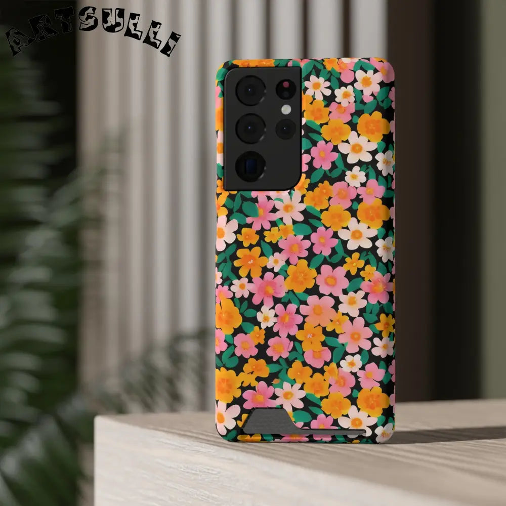 Floral Cardholder Phone Case, Artsulli - Art is Long, Life is Short, Phone Case, , , , , , ,