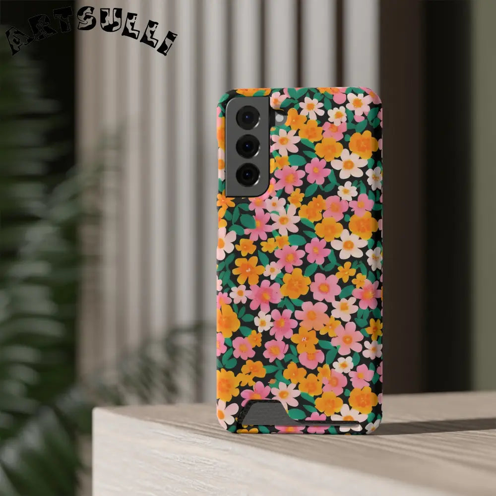 Floral Cardholder Phone Case, Artsulli - Art is Long, Life is Short, Phone Case, , , , , , ,