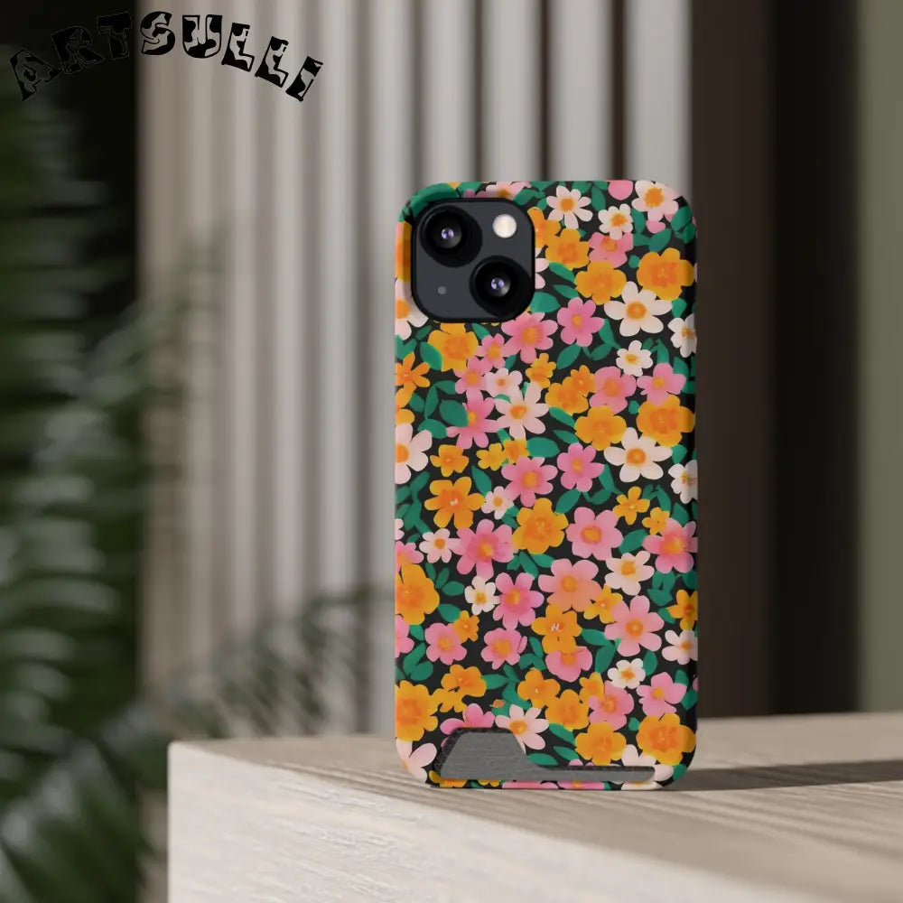 Floral Cardholder Phone Case, Artsulli - Art is Long, Life is Short, Phone Case, , , , , , ,