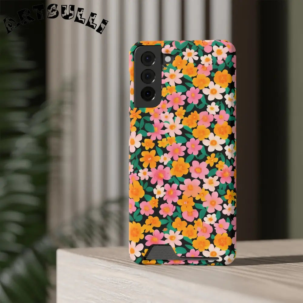 Floral Cardholder Phone Case, Artsulli - Art is Long, Life is Short, Phone Case, , , , , , ,