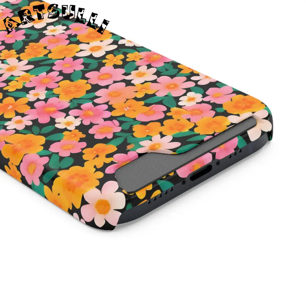Floral Cardholder Phone Case, Artsulli - Art is Long, Life is Short, Phone Case, , , , , , ,