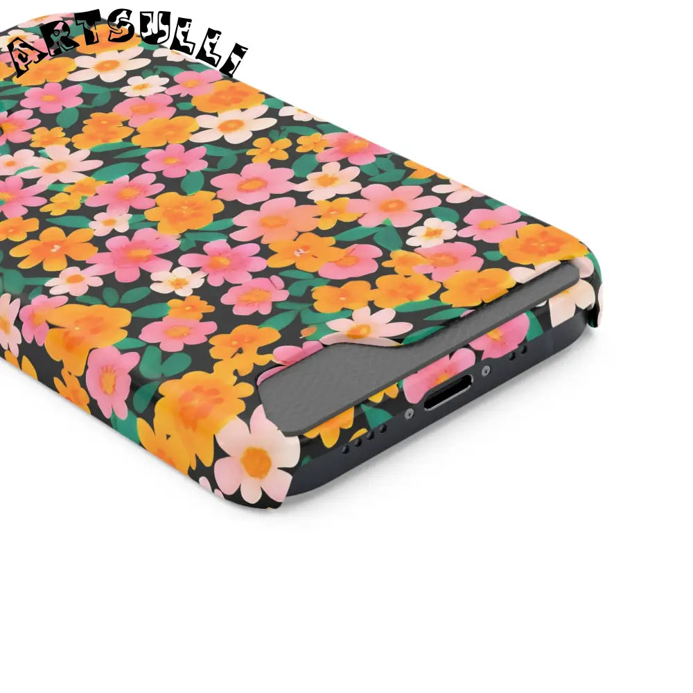 Floral Cardholder Phone Case, Artsulli - Art is Long, Life is Short, Phone Case, , , , , , ,