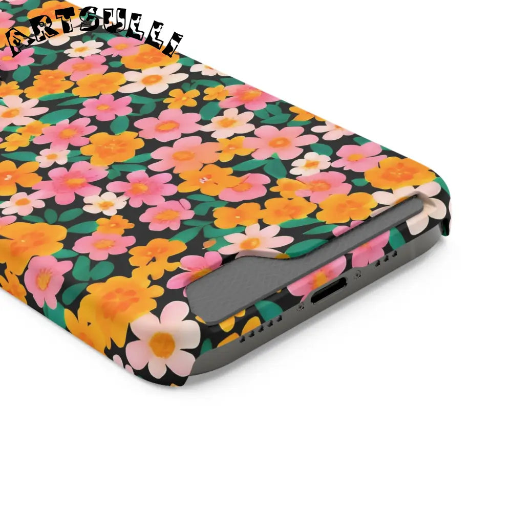 Floral Cardholder Phone Case, Artsulli - Art is Long, Life is Short, Phone Case, , , , , , ,