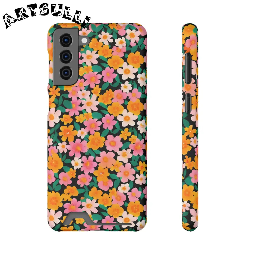Floral Cardholder Phone Case, Artsulli - Art is Long, Life is Short, Phone Case, Size, Samsung Galaxy S21 Plus, Surface, Matte, Shape, With gift packaging, 13677437066081433024