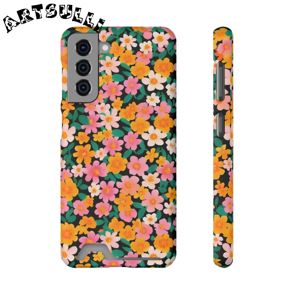 Floral Cardholder Phone Case, Artsulli - Art is Long, Life is Short, Phone Case, Size, Samsung Galaxy S21, Surface, Matte, Shape, Without gift packaging, 18051159482609996467