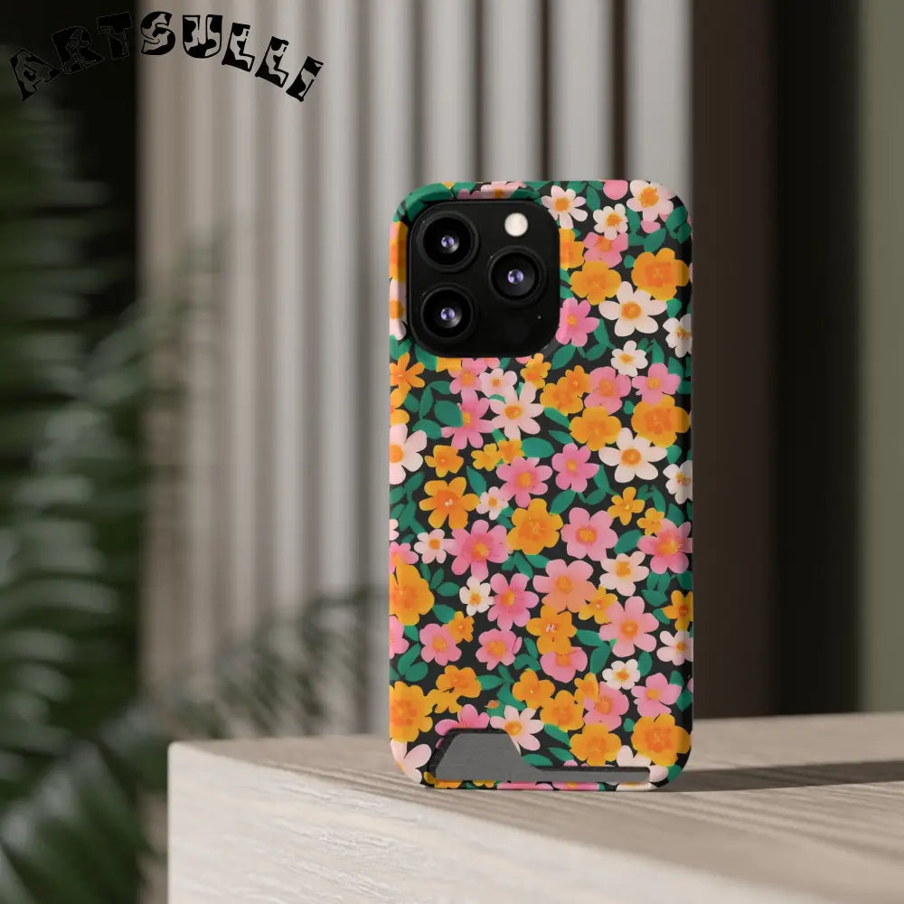 Floral Cardholder Phone Case, Artsulli - Art is Long, Life is Short, Phone Case, , , , , , ,
