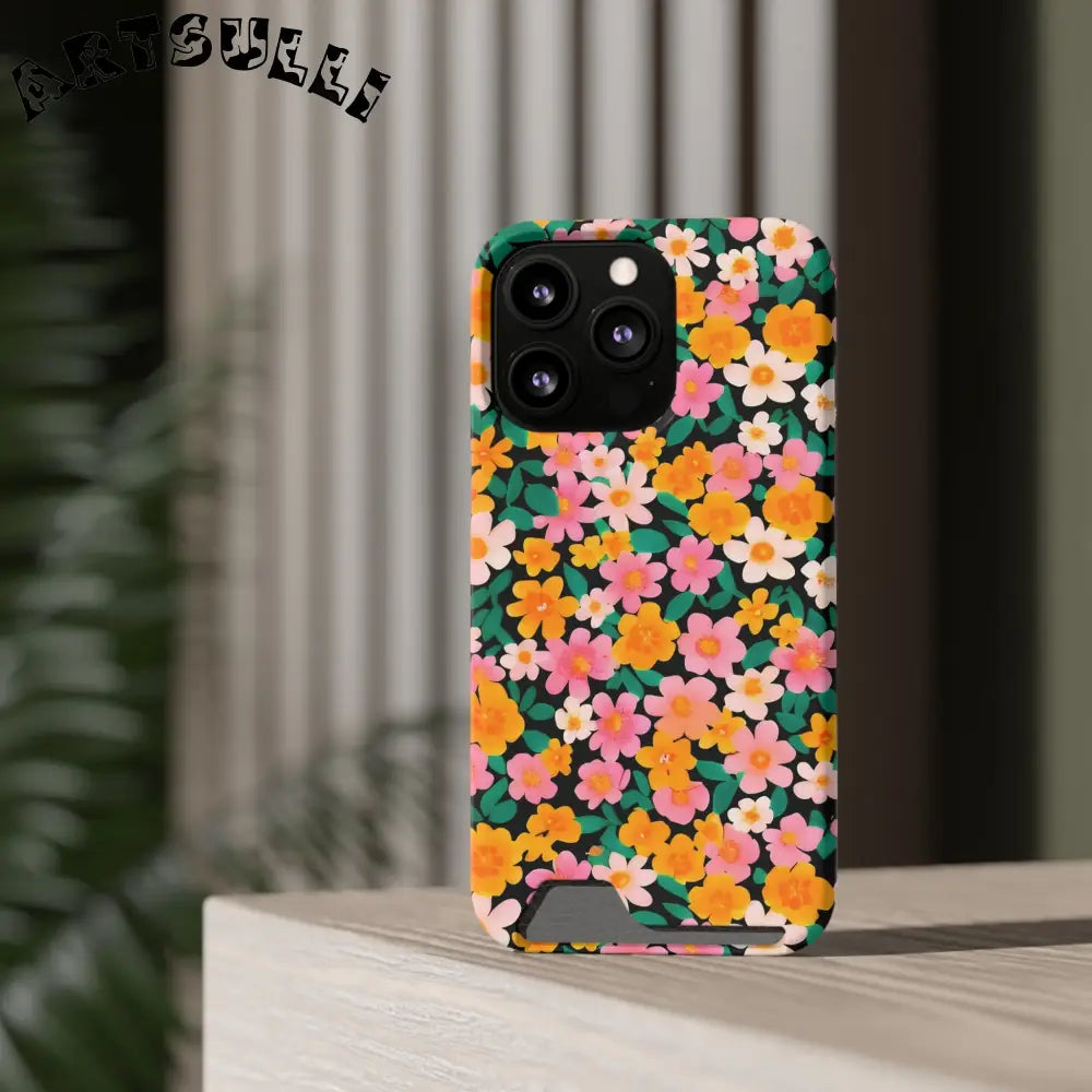 Floral Cardholder Phone Case, Artsulli - Art is Long, Life is Short, Phone Case, , , , , , ,