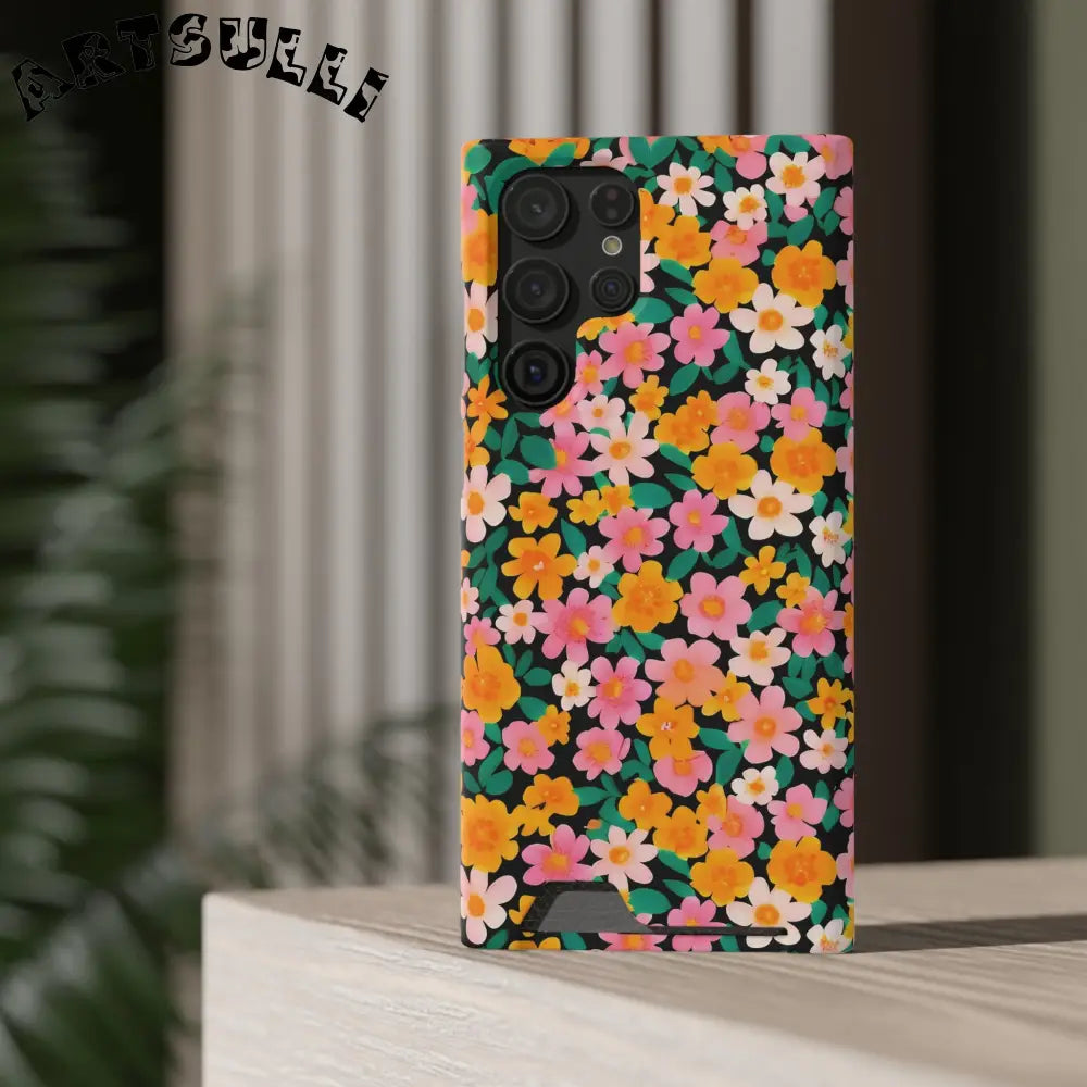 Floral Cardholder Phone Case, Artsulli - Art is Long, Life is Short, Phone Case, , , , , , ,