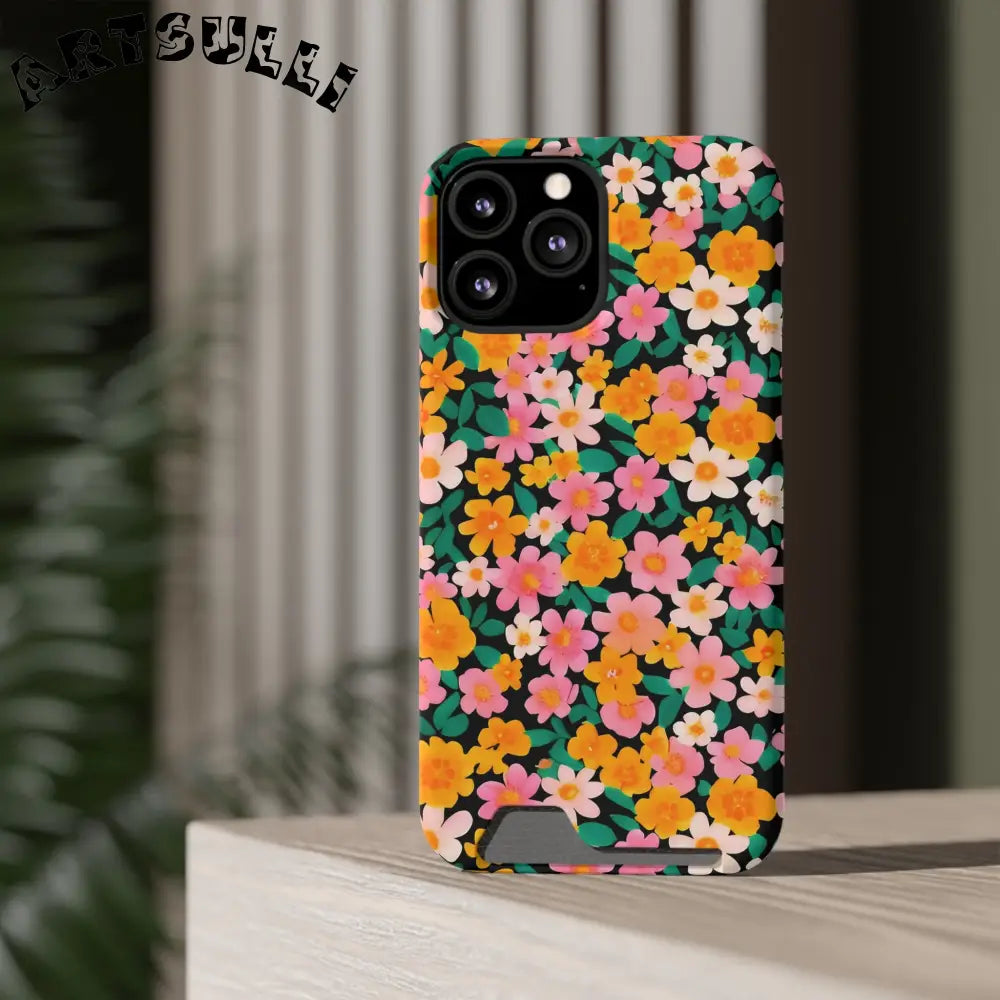 Floral Cardholder Phone Case, Artsulli - Art is Long, Life is Short, Phone Case, , , , , , ,