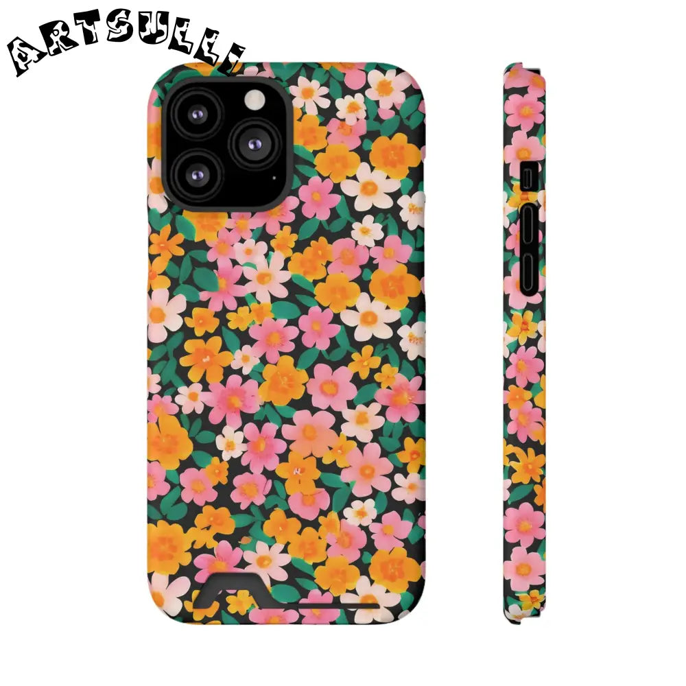 Floral Cardholder Phone Case, Artsulli - Art is Long, Life is Short, Phone Case, Size, iPhone 13 Pro Max, Surface, Matte, Shape, Without gift packaging, 56227969252974554586