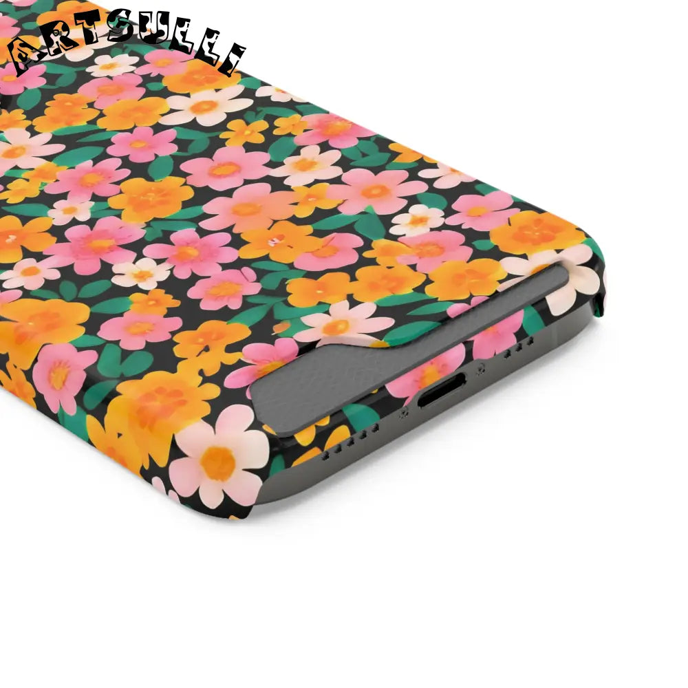 Floral Cardholder Phone Case, Artsulli - Art is Long, Life is Short, Phone Case, , , , , , ,