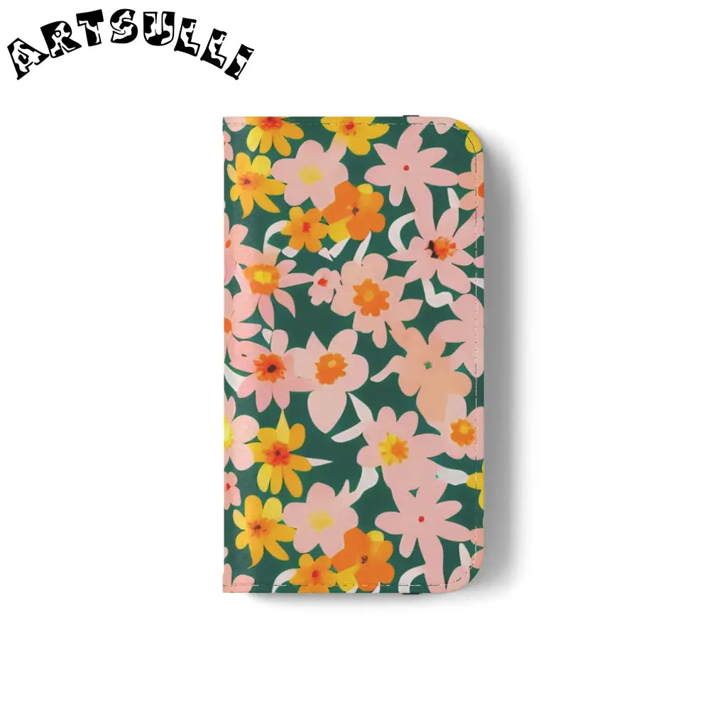 Floral Pattern Faux Leather Flip Cases, Artsulli - Art is Long, Life is Short, Phone Case, , , , , , ,