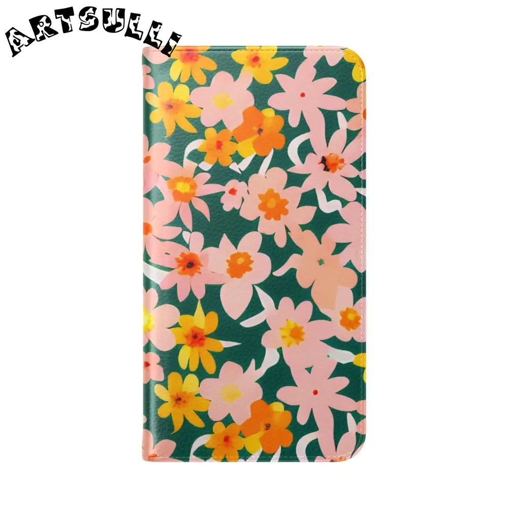 Floral Pattern Faux Leather Flip Cases, Artsulli - Art is Long, Life is Short, Phone Case, , , , , , ,