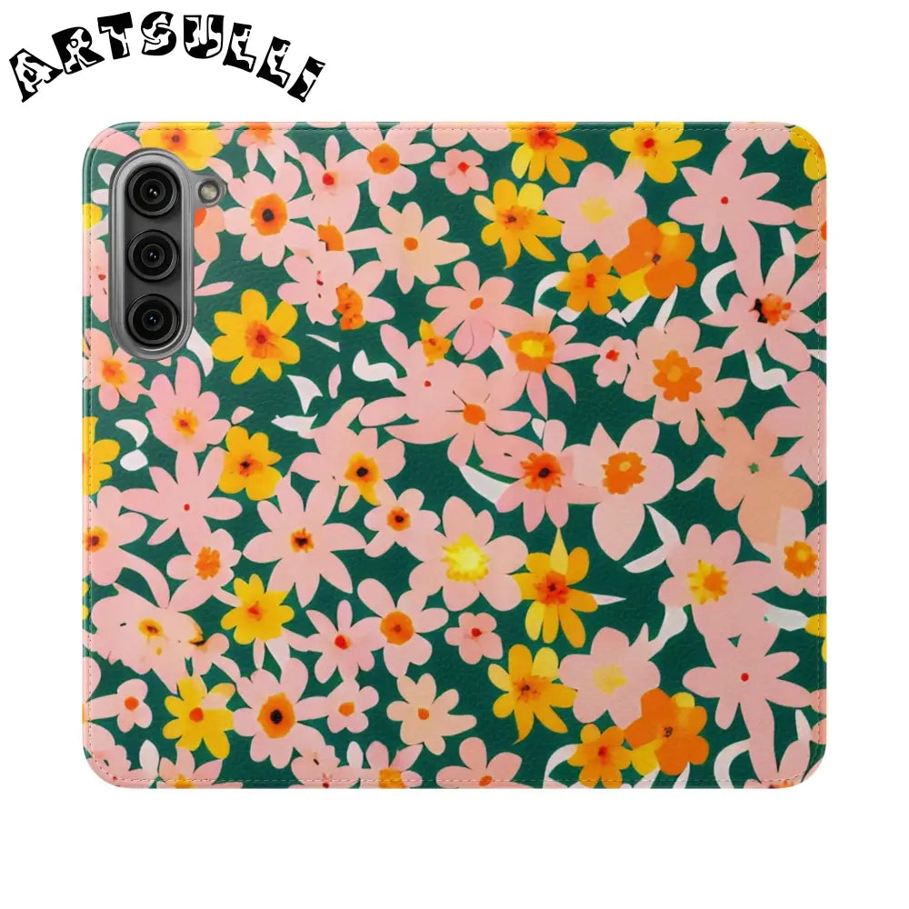 Floral Pattern Faux Leather Flip Cases, Artsulli - Art is Long, Life is Short, Phone Case, Size, Samsung Galaxy S23 Plus, , , , , 53759665595711134172