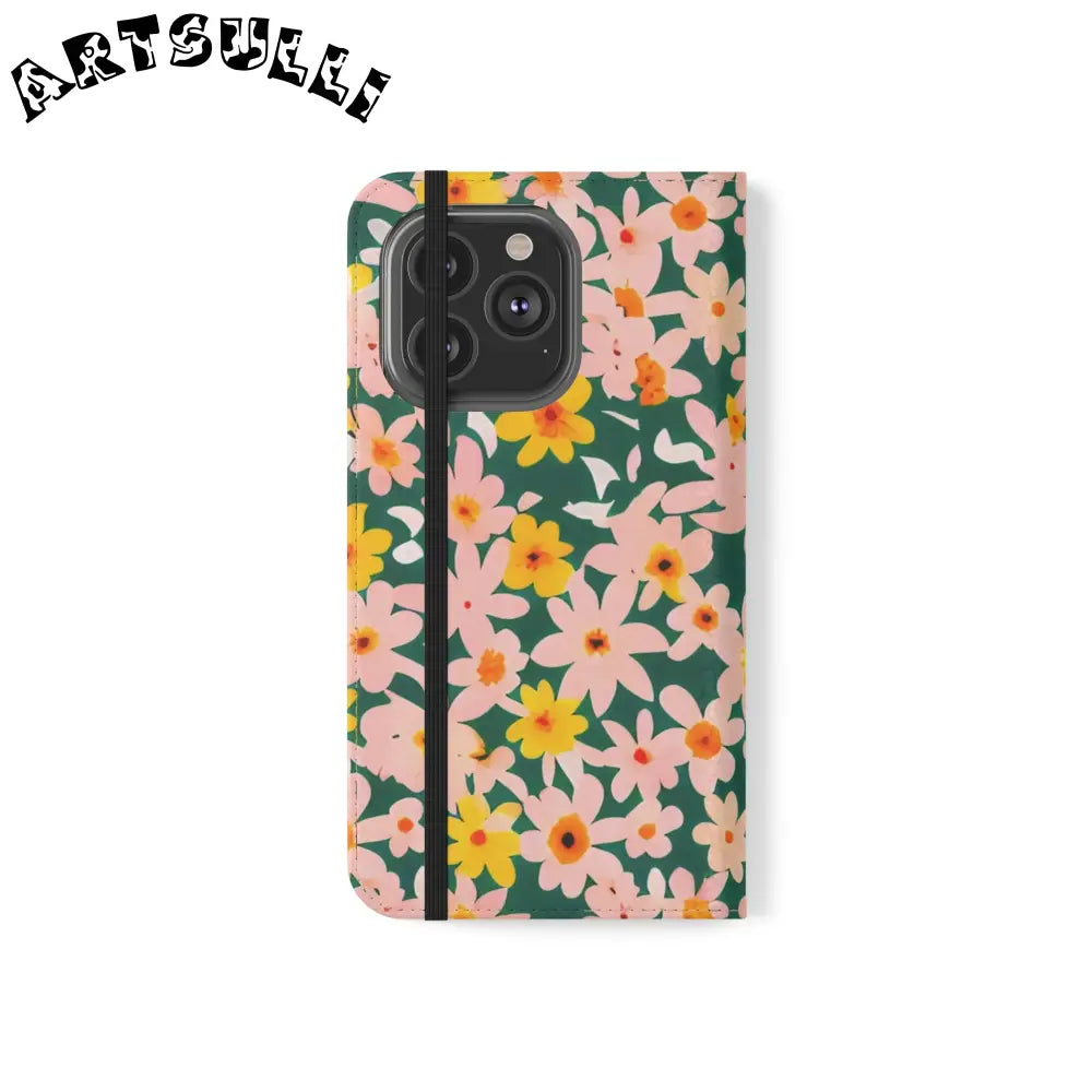 Floral Pattern Faux Leather Flip Cases, Artsulli - Art is Long, Life is Short, Phone Case, , , , , , ,
