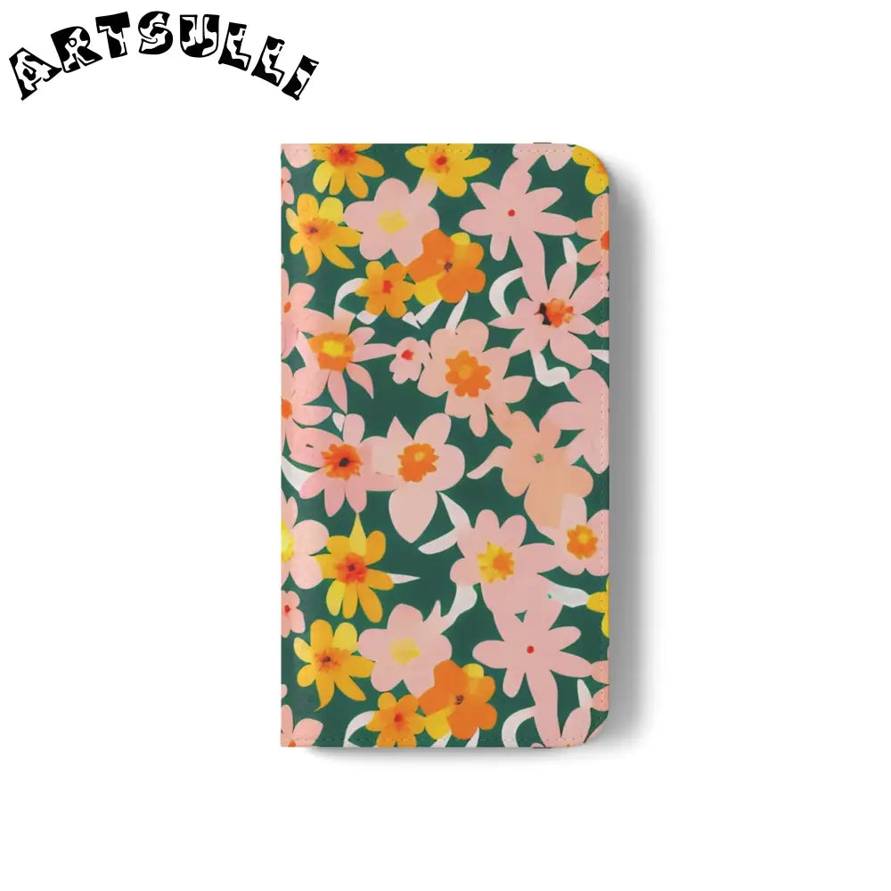 Floral Pattern Faux Leather Flip Cases, Artsulli - Art is Long, Life is Short, Phone Case, , , , , , ,