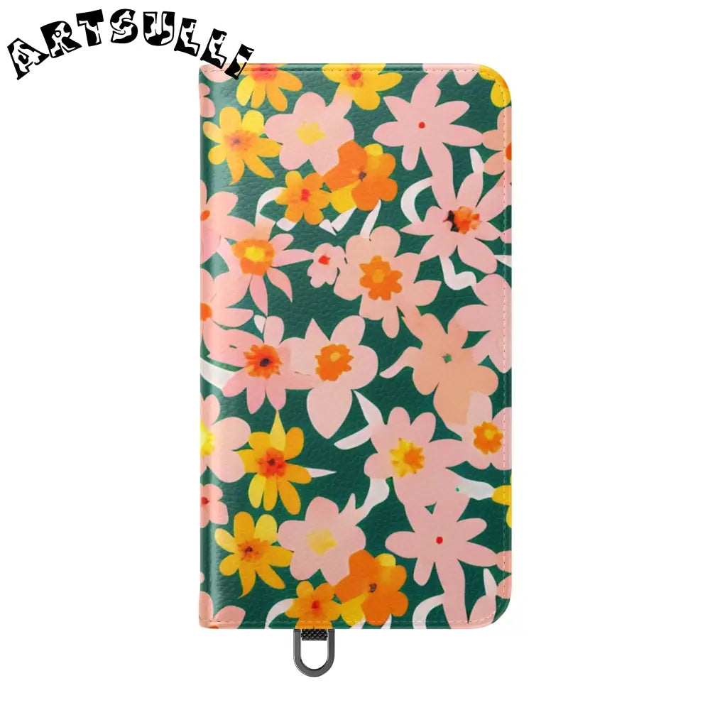 Floral Pattern Faux Leather Flip Cases, Artsulli - Art is Long, Life is Short, Phone Case, , , , , , ,