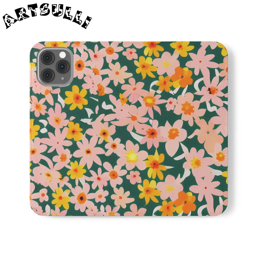 Floral Pattern Faux Leather Flip Cases, Artsulli - Art is Long, Life is Short, Phone Case, Size, iPhone 11 Pro, , , , , 11378296909663201163