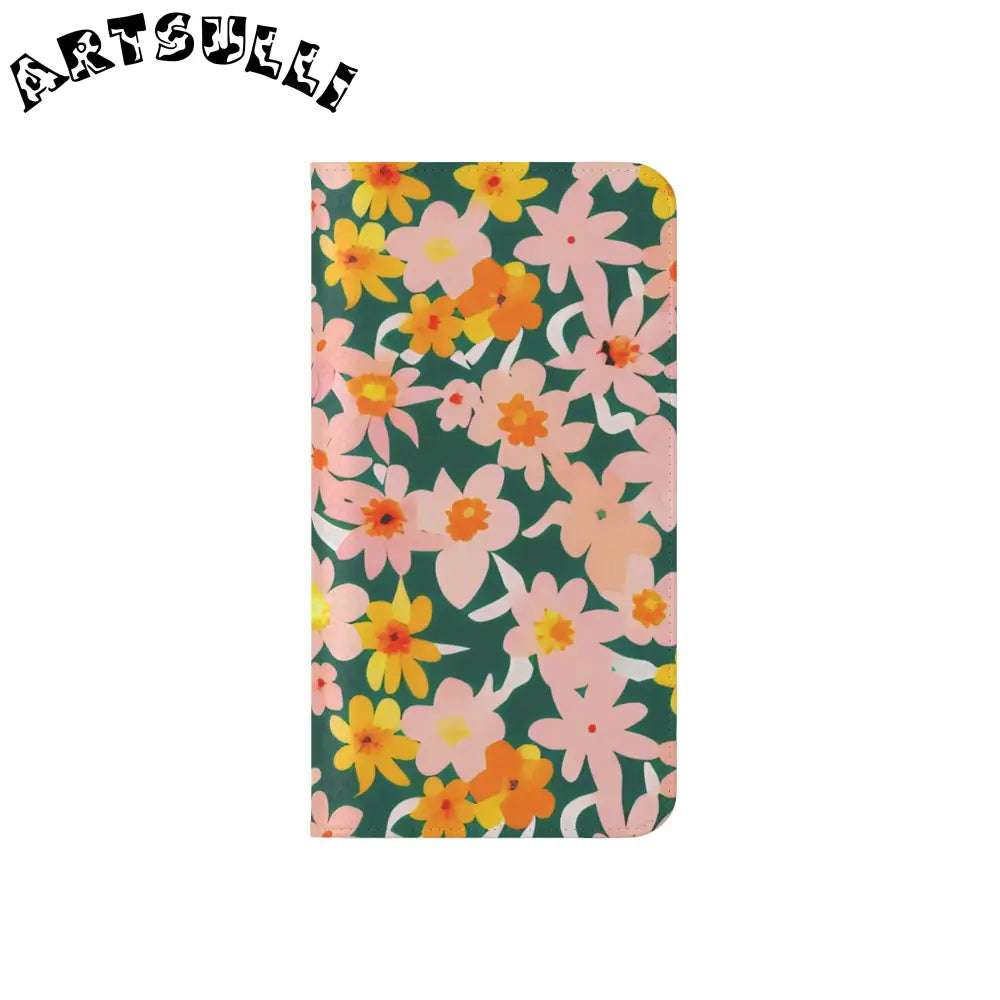 Floral Pattern Faux Leather Flip Cases, Artsulli - Art is Long, Life is Short, Phone Case, , , , , , ,