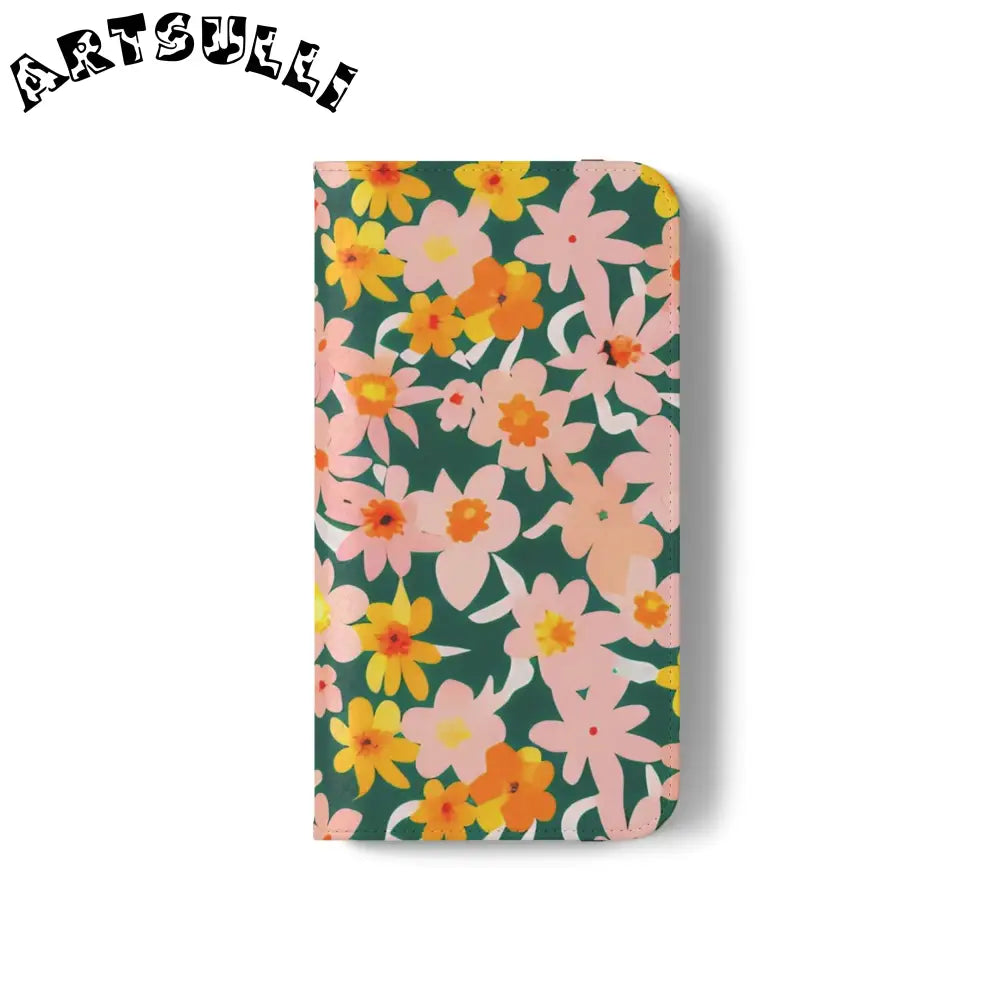 Floral Pattern Faux Leather Flip Cases, Artsulli - Art is Long, Life is Short, Phone Case, , , , , , ,