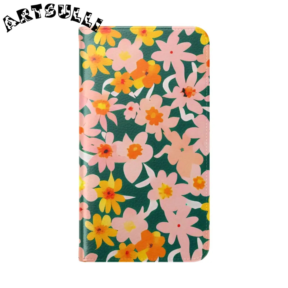 Floral Pattern Faux Leather Flip Cases, Artsulli - Art is Long, Life is Short, Phone Case, , , , , , ,