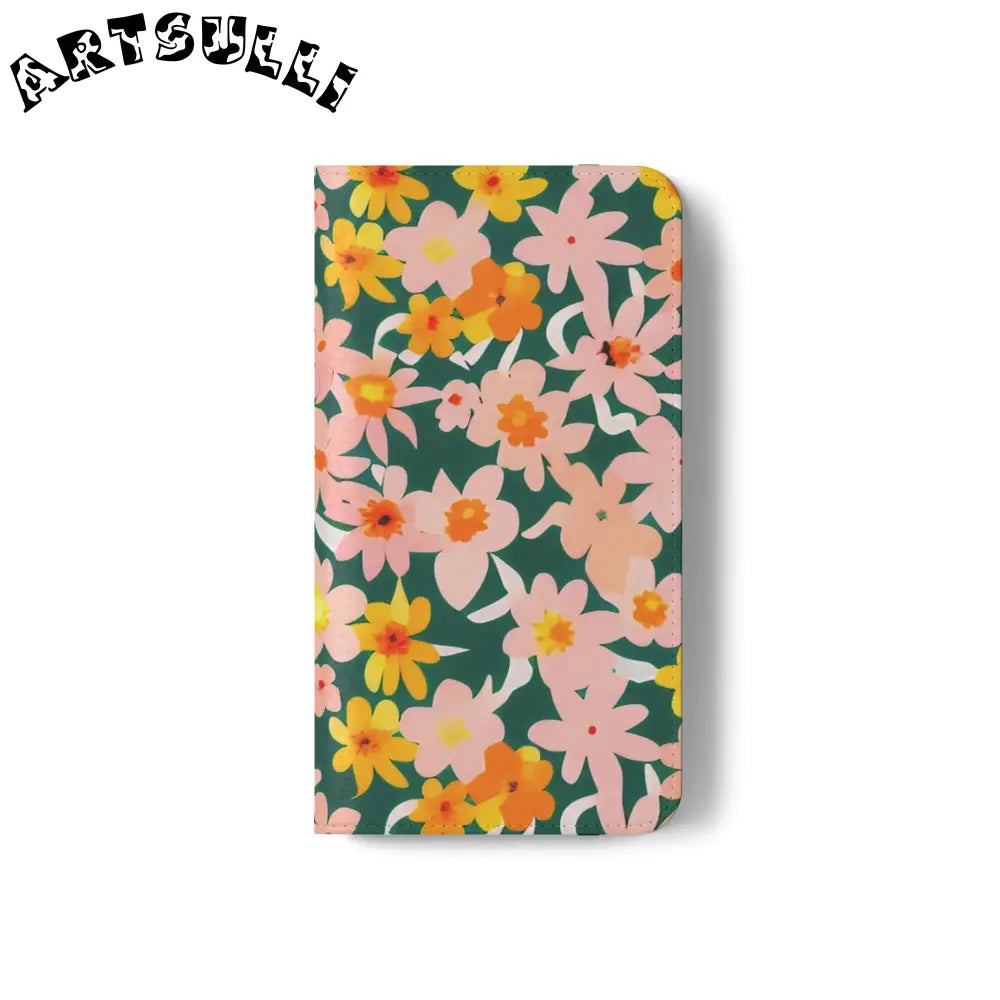 Floral Pattern Faux Leather Flip Cases, Artsulli - Art is Long, Life is Short, Phone Case, , , , , , ,