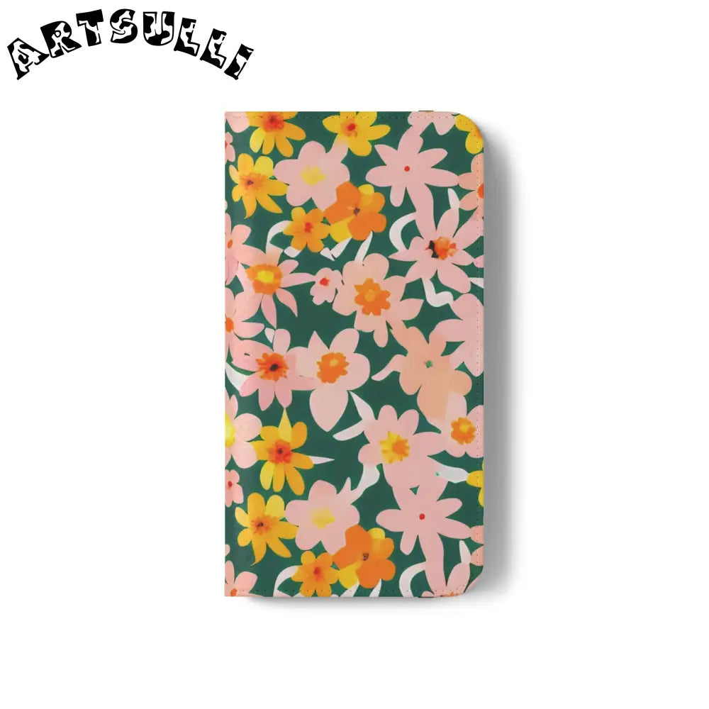 Floral Pattern Faux Leather Flip Cases, Artsulli - Art is Long, Life is Short, Phone Case, , , , , , ,
