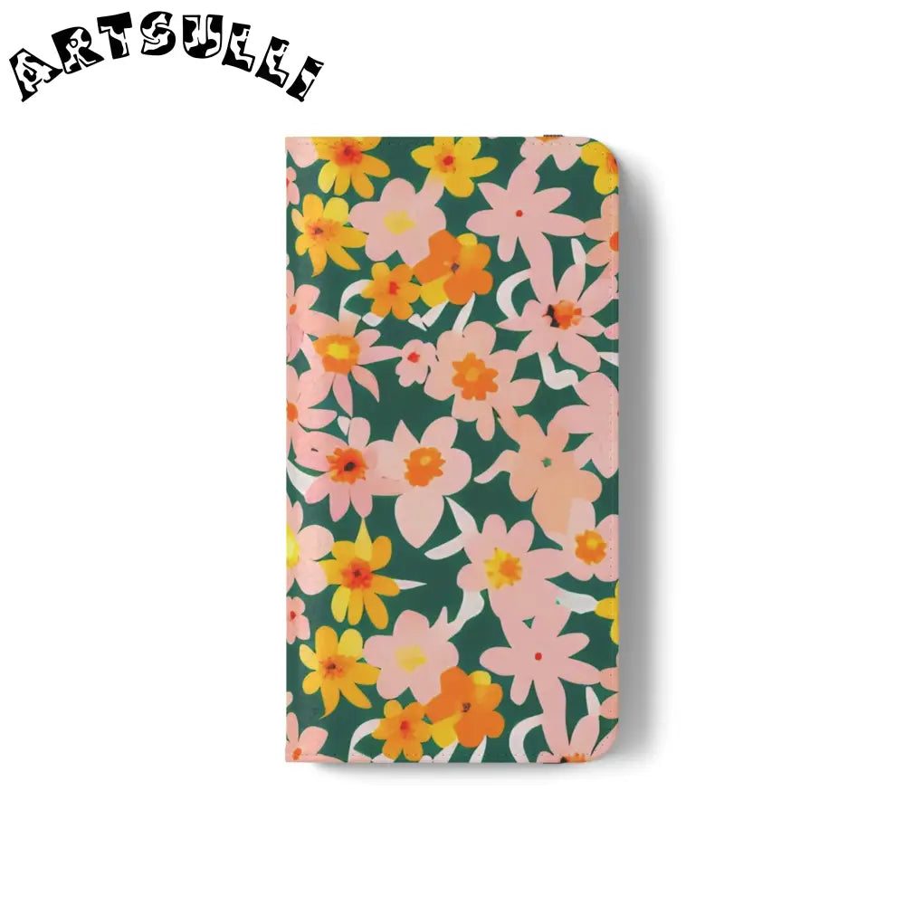 Floral Pattern Faux Leather Flip Cases, Artsulli - Art is Long, Life is Short, Phone Case, , , , , , ,