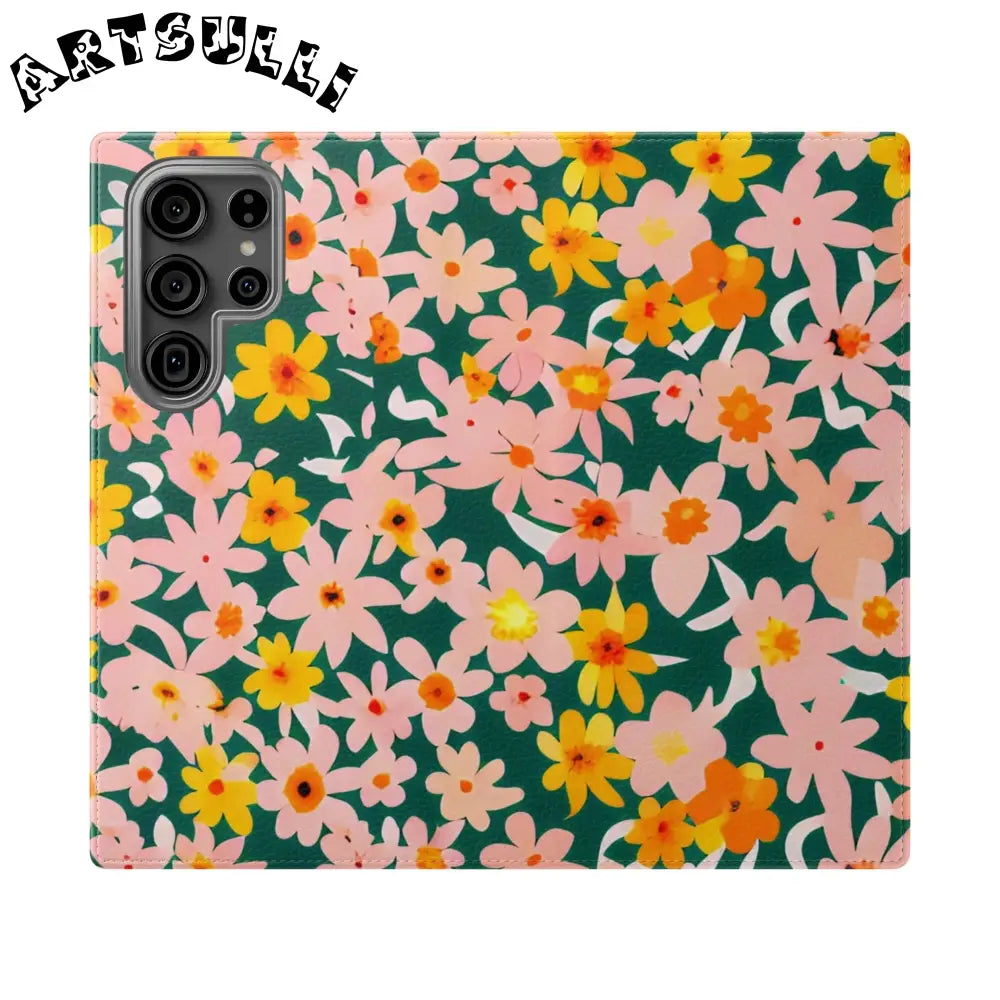 Floral Pattern Faux Leather Flip Cases, Artsulli - Art is Long, Life is Short, Phone Case, Size, Samsung Galaxy S23 Ultra, , , , , 28050131051852593487