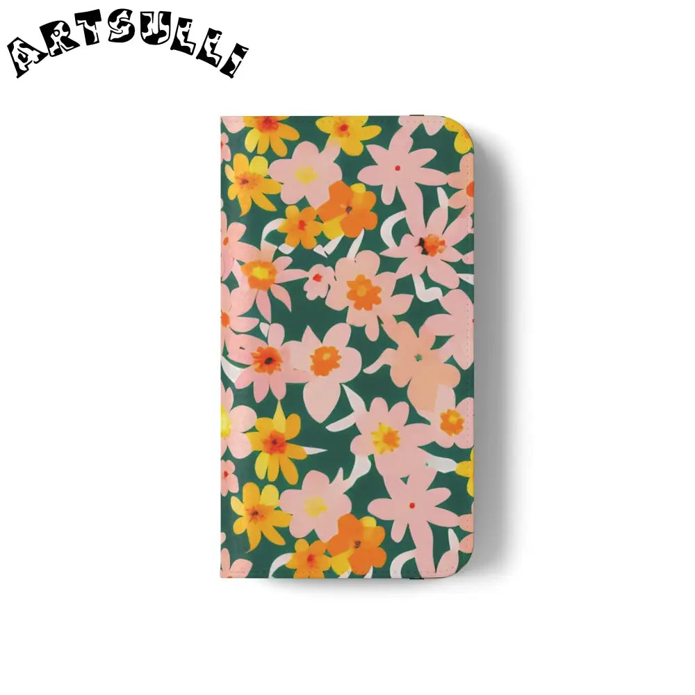 Floral Pattern Faux Leather Flip Cases, Artsulli - Art is Long, Life is Short, Phone Case, , , , , , ,