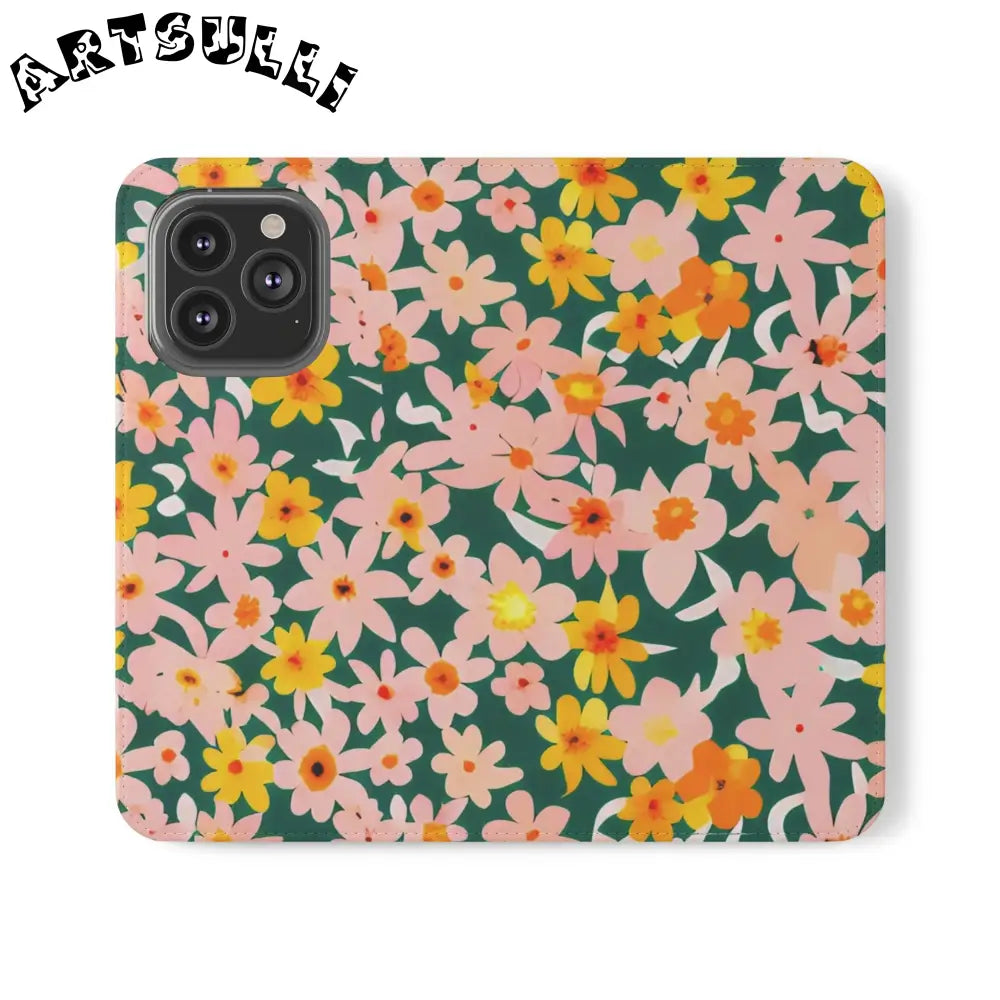 Floral Pattern Faux Leather Flip Cases, Artsulli - Art is Long, Life is Short, Phone Case, Size, iPhone 13 Pro, , , , , 30789027442447530412
