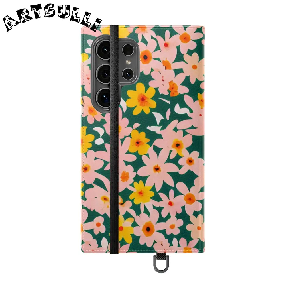 Floral Pattern Faux Leather Flip Cases, Artsulli - Art is Long, Life is Short, Phone Case, , , , , , ,
