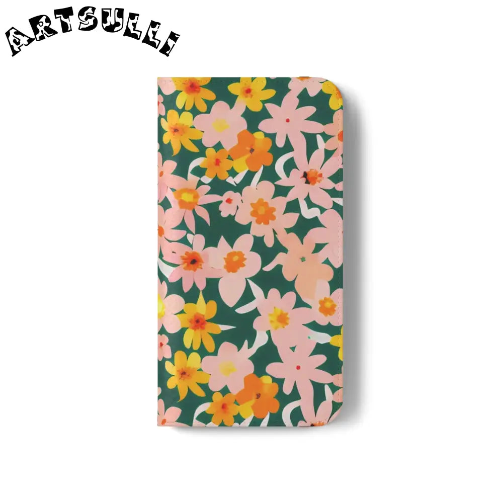 Floral Pattern Faux Leather Flip Cases, Artsulli - Art is Long, Life is Short, Phone Case, , , , , , ,